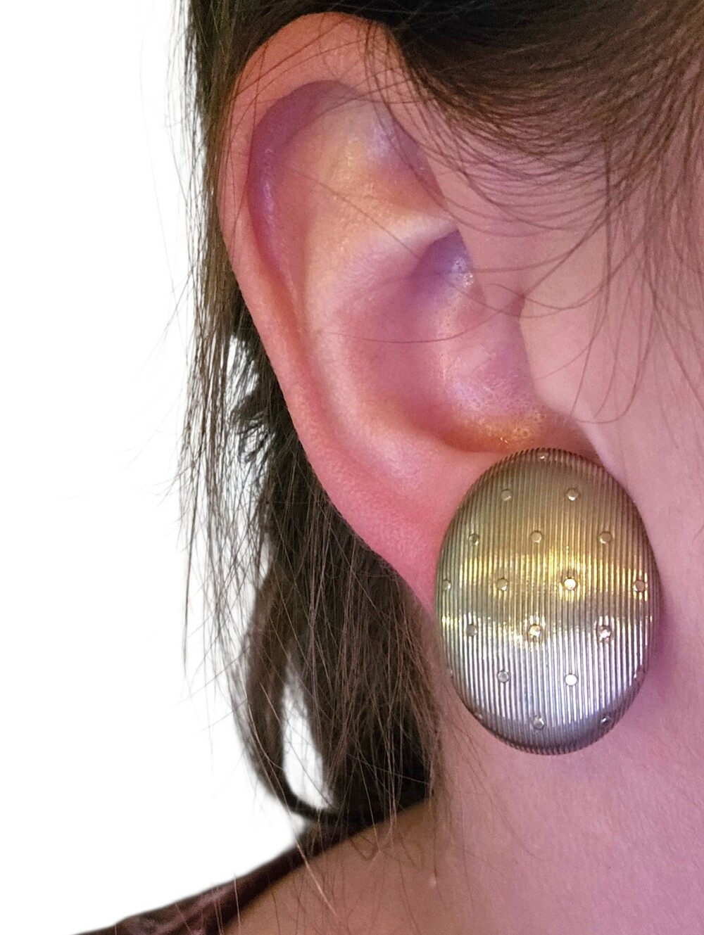 Gold-Tone Oval Clip-On Earrings Classic Textured Design